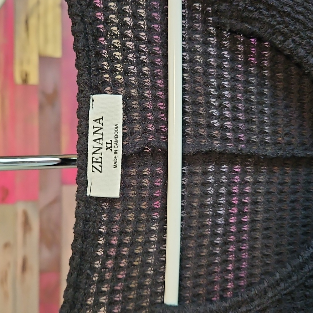 Zenana Outfitters Black Mesh Knit Top - Picture 3 of 3